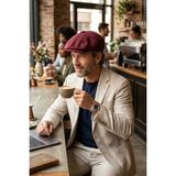 Elif İç Giyim Erkek Keten Peaky Blinders Kasket - Yazlık Pamuklu Newsboy Şapka - Standart - Bordo