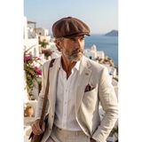 Elif İç Giyim Erkek Keten Peaky Blinders Kasket - Yazlık Pamuklu Newsboy Şapka - Standart - Kahverengi