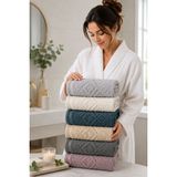 Elif Mira 6 Lı El Yüz Havlu Seti %100 Pamuklu Kısmi Kadife Velvet Collection - Antrasit - 50 x 90 cm