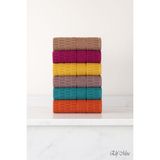 Elif Mira 6 Lı El Yüz Renkli Havlu Seti %100 Pamuklu 50X90 cm Velora Koleksiyon - 50 x 90 cm - Turuncu