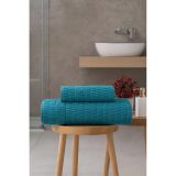 Elif Mira Banyo Havlusu,%100 Pamuk, Çok Renkli, 90x150 cm ve 50x90 cm, 2 Parça Set, Çizgili, Soft Comfort (Yeşil)