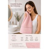 Elif Mira El Yüz Havlusu 50X90 cm %100 Pamuk Kısmi Kadife Jakar Nova Collection - Pembe - 50 x 90 cm