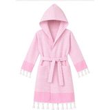 Elif Mira Kapşonlu Çocuk Peştemal Bornoz %100 Pamuk Plaj, Havuz ,banyo Bornozu Kidside - 11 - 12 Yaş - Pembe