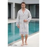 Elif Mira Kapşonlu Unisex Peştemal Plaj Deniz Banyo Bornozu Beachside - 2XL - Gri