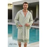 Elif Mira Kapşonlu Unisex Peştemal Plaj Deniz Banyo Bornozu Beachside - XL - Haki