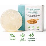 Elif Mira Pirinç Kepeği Özlü El Yapımı Doğal Oval Sabun - 100 gr - Beyaz