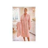 Elif Mira Tek Kişilik Banyo Havlulu Bornoz Seti Pamuklu Bukle Şalyaka | Nuvia - S - M - Pembe