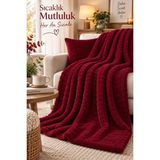 Elif Mira Tek Kişilik Peluş Tv Diz Battaniyesi 100X175 cm - Bordo - 100 x 170 cm