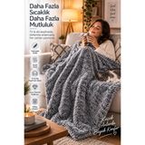 Elif Mira Tek Kişilik Peluş Tv Diz Battaniyesi 100X175 cm - Gri - 100 x 170 cm