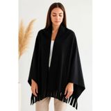 Elif Mira Unisex Polar Omuz Şalı 70x180 Cm Kışlık Sıcak Şal Elegantwarm Siyah