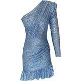 Elif Naz Moda Evi Mavi Payetli Tek Omuz Elbise