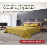 Elif Nazlı Perde Çift Kişilik Saten Yatak Örtüsü-Battal Boy-Gold V06 - 275 x 275 cm - Sarı