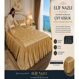 Elif Nazlı Perde Çift Kişilik Yatak Örtüsü- Gold - 155 x 210 cm