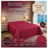 Elif Nazlı Tekstil Atlas Saten Çift Kişilik Yatak Örtüsü – Bordo