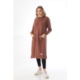 Elif Okur Tesettür Cepli Uzun Tunik 110cm Kahverengi 1405