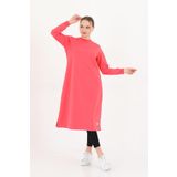 Elif Okur Tesettür Uzun Tunik 110cm Nar Çiçeği 1212