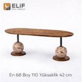 Elif Sandalye Eliptik Orta Sehpa 110X60 cm – Küre Ayaklı Modern Salon Sehpası - kahverengi