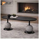Elif Sandalye Eliptik Orta Sehpa 110X60 cm – Küre Ayaklı Modern Salon Sehpası - siyah