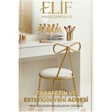 ELİF SANDALYE Fiyonk Detaylı Gold Sandalye – Makyaj Masası & Yatak Odası İçin Premium Tasarım