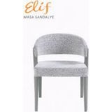 Elif Sandalye Vera Sandalye | Dokulu Kumaş Kaplama Modern Tasarım Ahşap Ayaklı Yemek Sandalyesi - Çok Renkli
