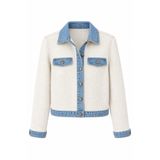 elif teke Denim Detaylı Tüvit Ceket Ekru