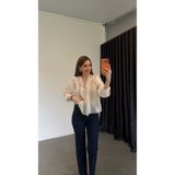 elif teke Önü Fırfırlı Bluz Beyaz