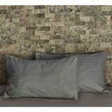 Elif Tekstil Saten Şeritli 2'li Yastık Kılıfı Seti - 50 x 70 cm - Koyu Gri