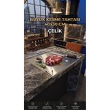 Elif Türkan Tezgah Kenarlı Paslanmaz Çelik Kesme Tahtası (40x30 cm) - Hijyenik Et ve Sebze Kesim Pano