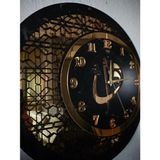 ELİF VAV Ahşap Ayna Pleksi Duvar Saati, 40x40 cm, Siyah, Sessiz Akar Mekanizma, Metal Akrep-Yelkovan, Pil ile Çalışır