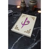 Elif Vav Desenli Ahşap Kapaklı Defter - Ajanda - Günlük - Çizgisiz Defter - Hediyelik