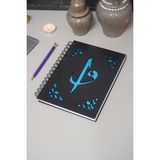 Elif Vav Siyah Ahşap Kapaklı Defter - Ajanda - Günlük - Dini Çizgisiz Defter - A5 Notebook