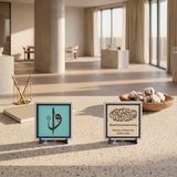 Elif ve Vav Hat Yazısı ve Mealli Besmele İkili Set 10x10 cm | Yaşam alanları için estetik ve kalıcı hediye seçeneği, asil duruşuyla özel tasarlanmış set