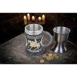Elifeshop 3D Şövalye Tasarımlı Bira Kupası Paslanmaz Çelik Iç Hazneli 3D Kulplu Dekoratif 600 ml Bardak - Renkli