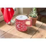 Elifeshop Ay Yıldız Tasarımlı Türk Bayraklı Porselen Kupa Fincan Mug – 350 ml Büyük Boy 019-673 - 1 Adet - Kırmızı - Beyaz
