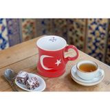 Elifeshop Ay Yıldız Tasarımlı Türk Bayraklı Porselen Kupa Fincan Mug – 350 ml Büyük Boy 019-684 - 1 Adet - Kırmızı - Beyaz