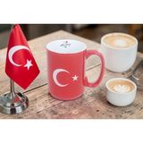 Elifeshop Ay Yıldız Tasarımlı Türk Bayraklı Porselen Kupa Fincan Mug – 450 ml Büyük Boy 019-677 - 1 Adet - Kırmızı - Beyaz