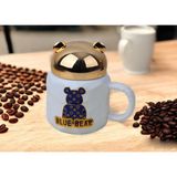 Elifeshop Bear Ayıcık Tasarımlı Sıcak Tutan Kapaklı Kupa Bardak Fincan Mug Mini Motivasyon Termos 400 Ml. - Beyaz