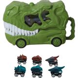 Elifeshop Dinosaur Tracks T-Rex Dinozor Kafalı Işıklı Kükreme Sesli Kamyon & 6'li Dinozor Oyuncak Araba Seti 2