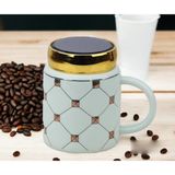 Elifeshop Ekose Tasarımlı Aynalı Kapaklı Sıcak Tutan Kupa Bardak Fincan Mug Mini Motivasyon Termos 450 Ml. - Turkuaz