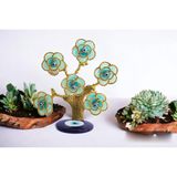 Elifeshop Feng Shui Nazar Boncuğu Çiçeği Hayat Ağacı Biblo Servet Çakra Şans Ağacı Mavi Göz Gül Ağacı 15 Cm.
