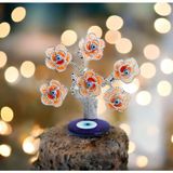 Elifeshop Feng Shui Nazar Boncuğu Çiçeği Hayat Ağacı Biblo Servet Çakra Şans Ağacı Mavi Göz Gül Ağacı 15 Cm. - Kırmızı