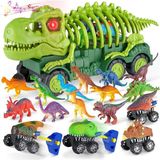 Elifeshop Fosil Dinosaur Tracks Dinozor Iskeleti Işıklı Kükreme Sesli Sök Tak Oyuncak Kamyon & 8li Dinozor Seti