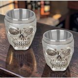 Elifeshop Gotik Silver Kurukafa Işlemeli Paslanmaz Çelik 2’li Premium Shot Bardağı Seti – 55 ml - Renkli - 60 ml