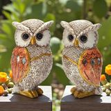 Elifeshop Lüks Nakış Işlemeli Baykuş Çift Heykeli Dekoratif Masaüstü Biblo Yeni Yıl & Ev & Ofis Hediyesi 9 Cm.