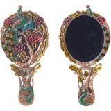 Elifeshop Lüks Otantik Kuğu & Gül Işlemeli Taşlı Zamak Döküm Katlanır El Aynası Hürrem Ayna Makyaj Aynası 3 - Bronz