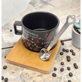 Elifeshop Manyetik Kaşıklı Bambu Zeminli “aşkın Matematiği” Kupa Fincan Seti – 250 ml Sevgililer Için Hediye - Siyah - Beyaz - Gri - Kırmızı