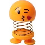 Elifeshop Öpücük Atan Emoji Smile Zıp Zıp Kafa 8 cm Araba Torpido Süsü Masaüstü Dekoratif Figür Pasta Süsü - Sarı