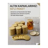 Elifim AVM 50'li Yüksek Kaliteli Metal Kavanoz Kapağı Seti - 8 cm