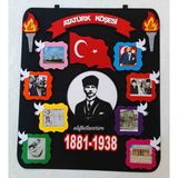 Elifle Tasarım Atatürk Köşesi Panosu Zeminli 1 Adet 100 x 80 cm Keçeden Eğitim Materyali