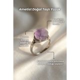 Elifsu Jewelry Ametist Doğal Taş Yüzük Büyük Ham Kesim Ayarlanabilir Model